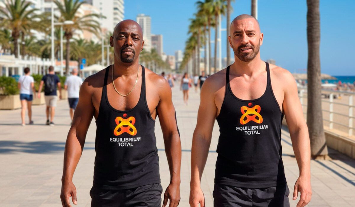 dos entrenadores personales paseando por Benidorm