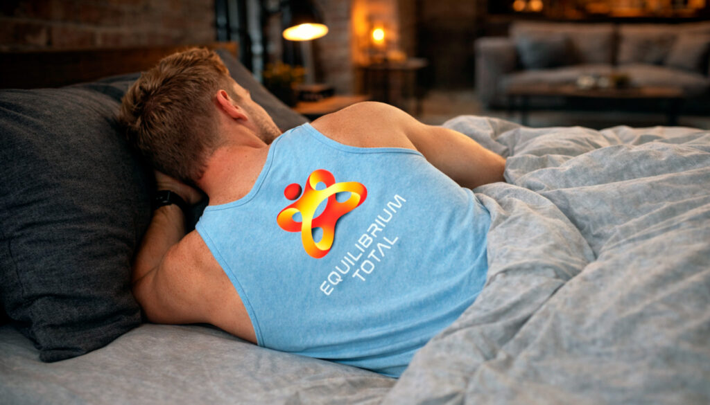chico durmiendo vistiendo camiseta de equilibrium total