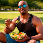 Rafael Monteagudo comiendo una ensalada